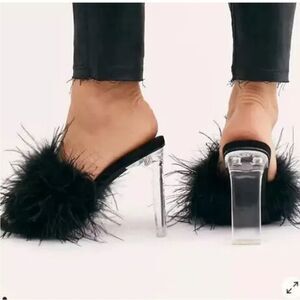 Jeffrey Campbell Free People Daisy Black Heel Feathers US 8
